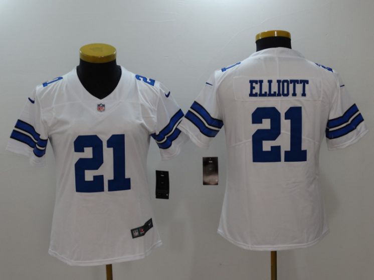 Women Dallas Cowboys 21 Elliott White Nike Vapor Untouchable Limited NFL Jerseys